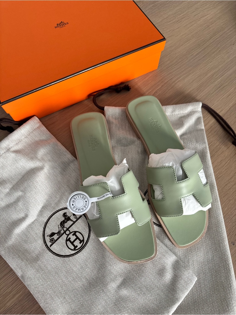 Hermes Oran Sandals in Vert De Mer - NWT (size 39 EU) - Picture 2 of 6